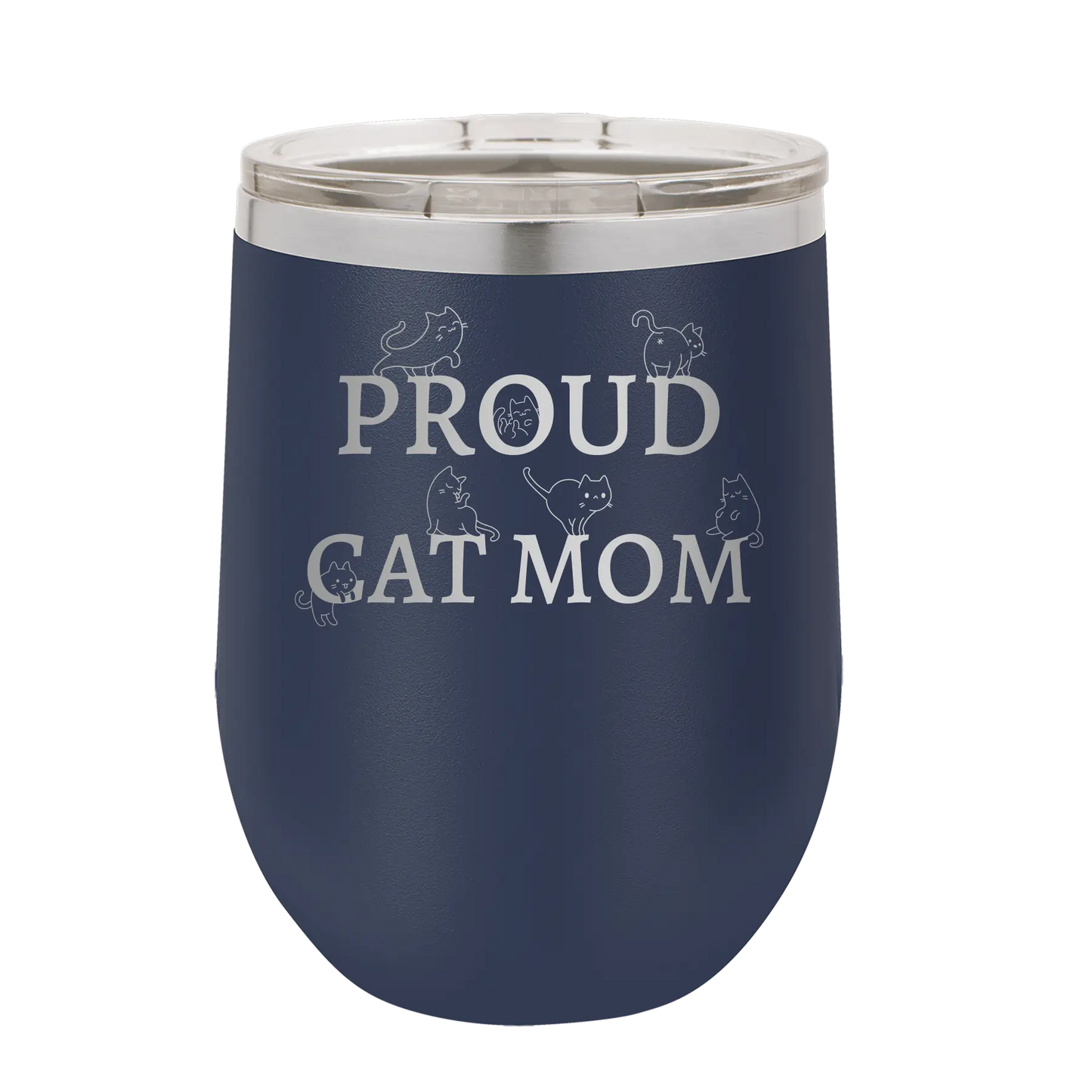 Proud Cat Mom Wine Cup | Navy