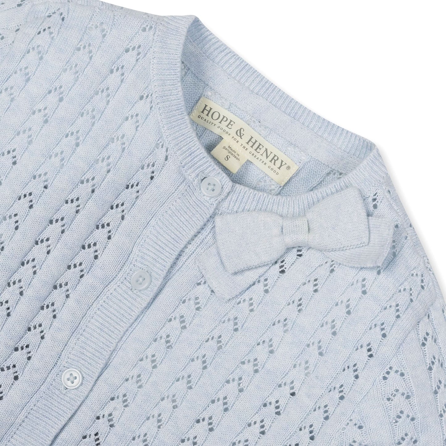 Organic Pointelle Bow Cardigan - Baby
