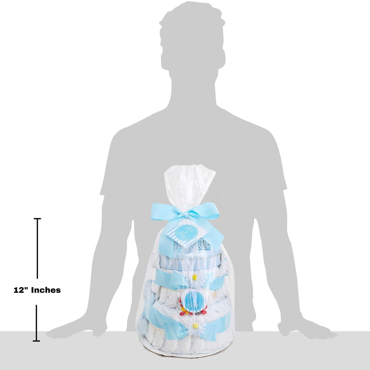 Blue Two-Tier Diaper Cake Gift