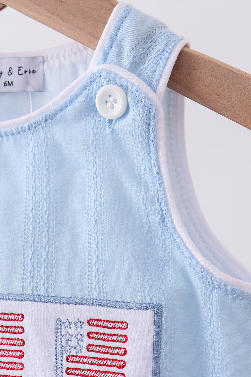 Blue flag smocked jacquard bubble