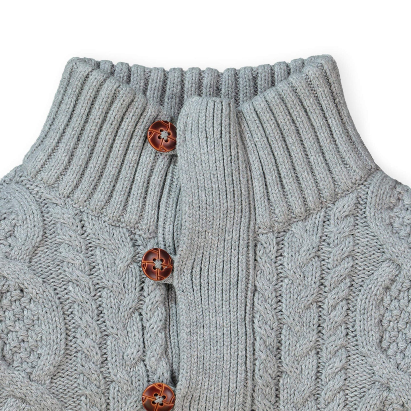Mock Neck Cable Sweater with Buttons - Baby