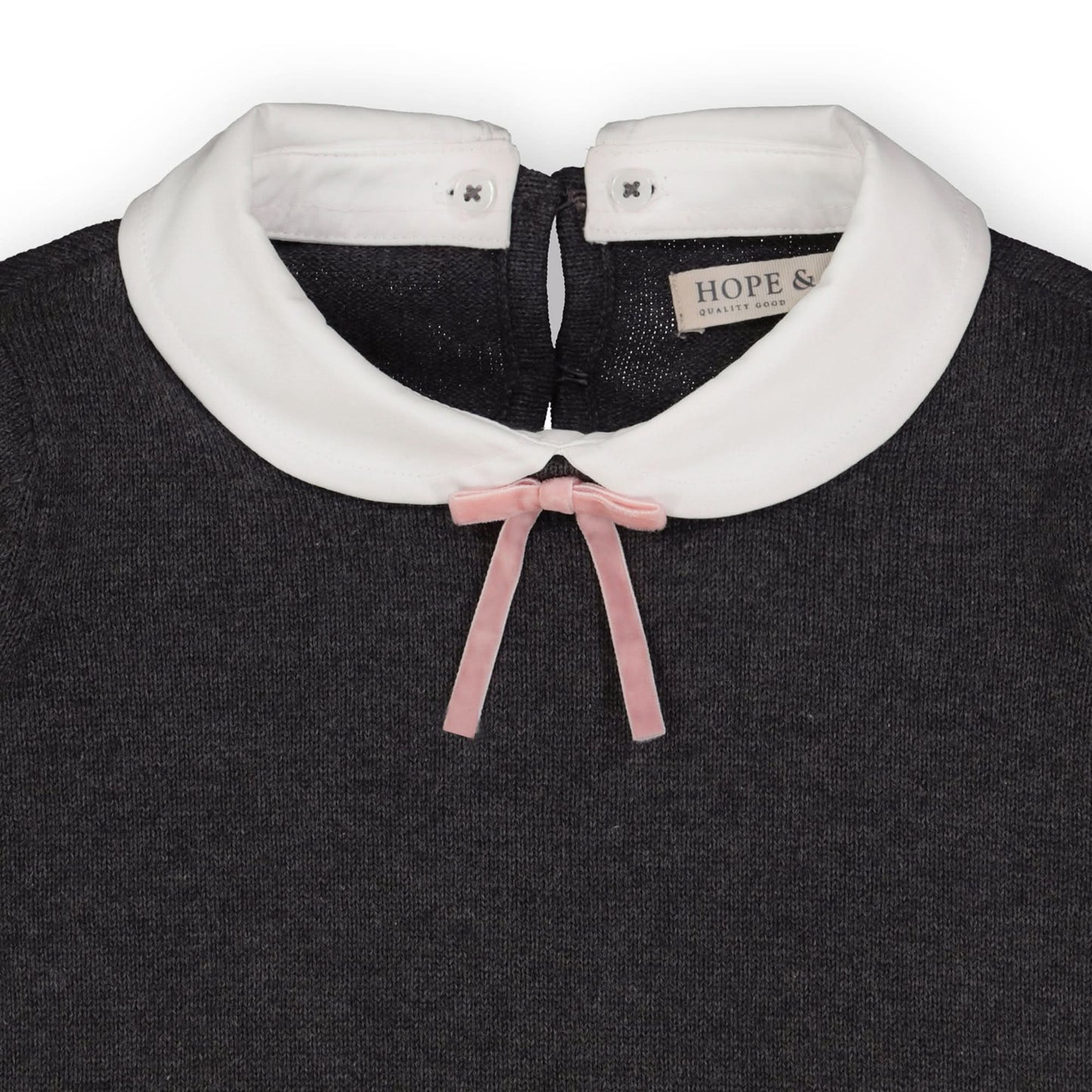 French Look Sweater with Collar and Bow