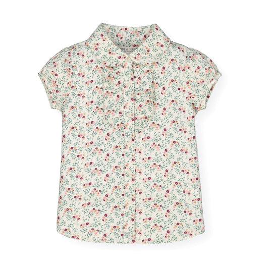 Ruffle Front Shirt with Puff Sleeves - Baby