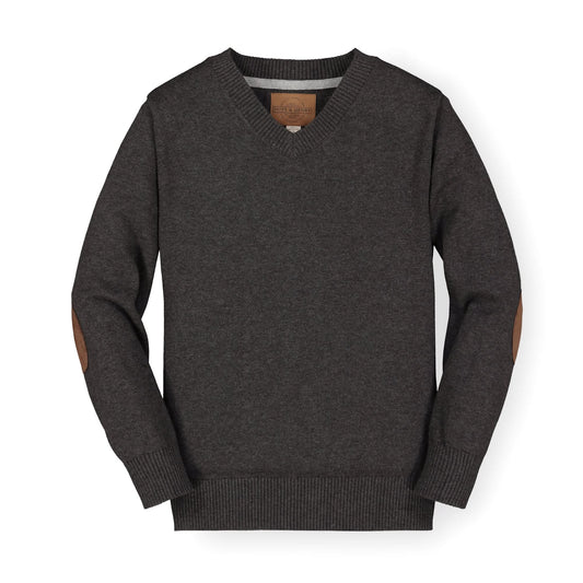 Organic V-Neck Sweater with Elbow Patches - Baby