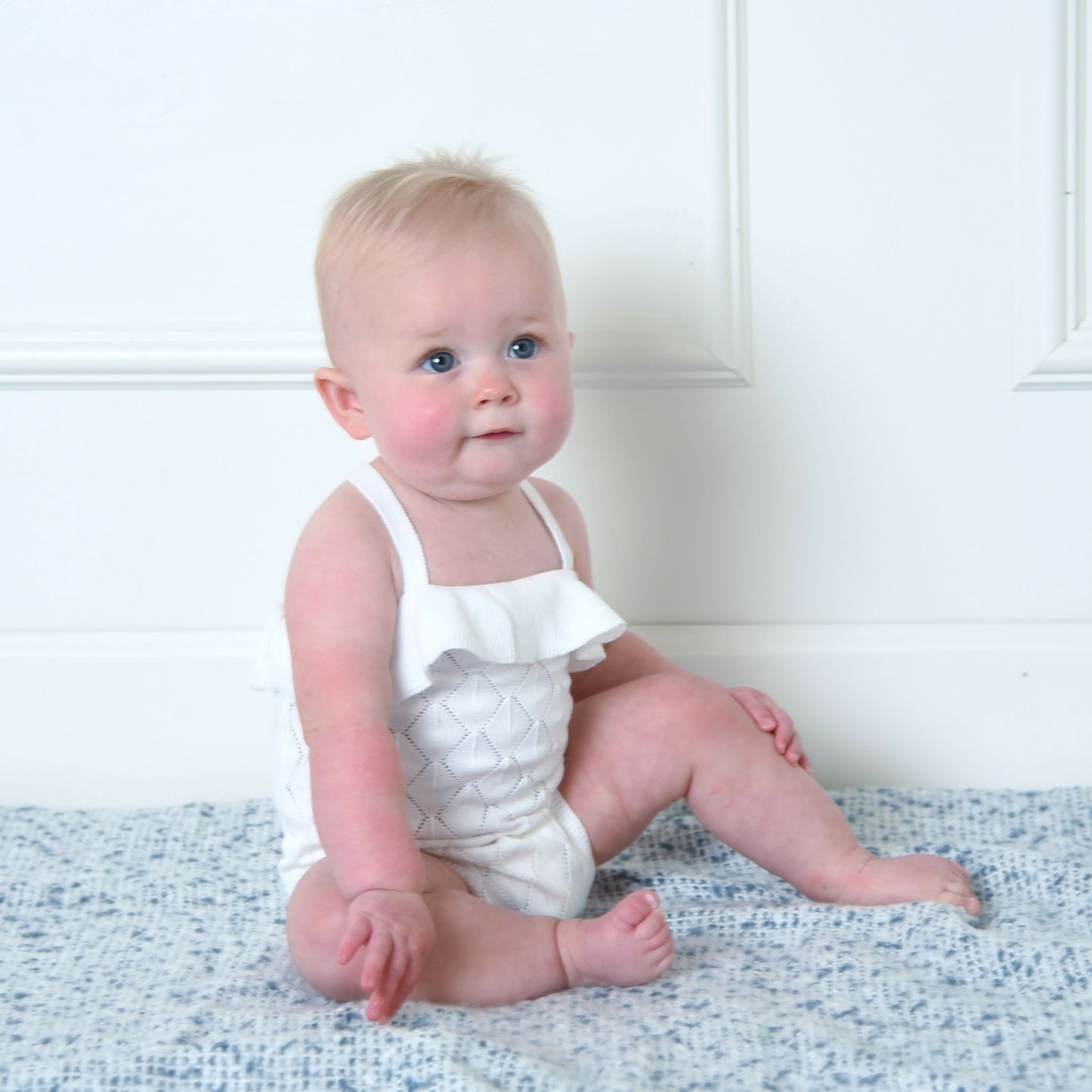 Ruffle Sweater Romper & Jacquard Blanket Gift Set