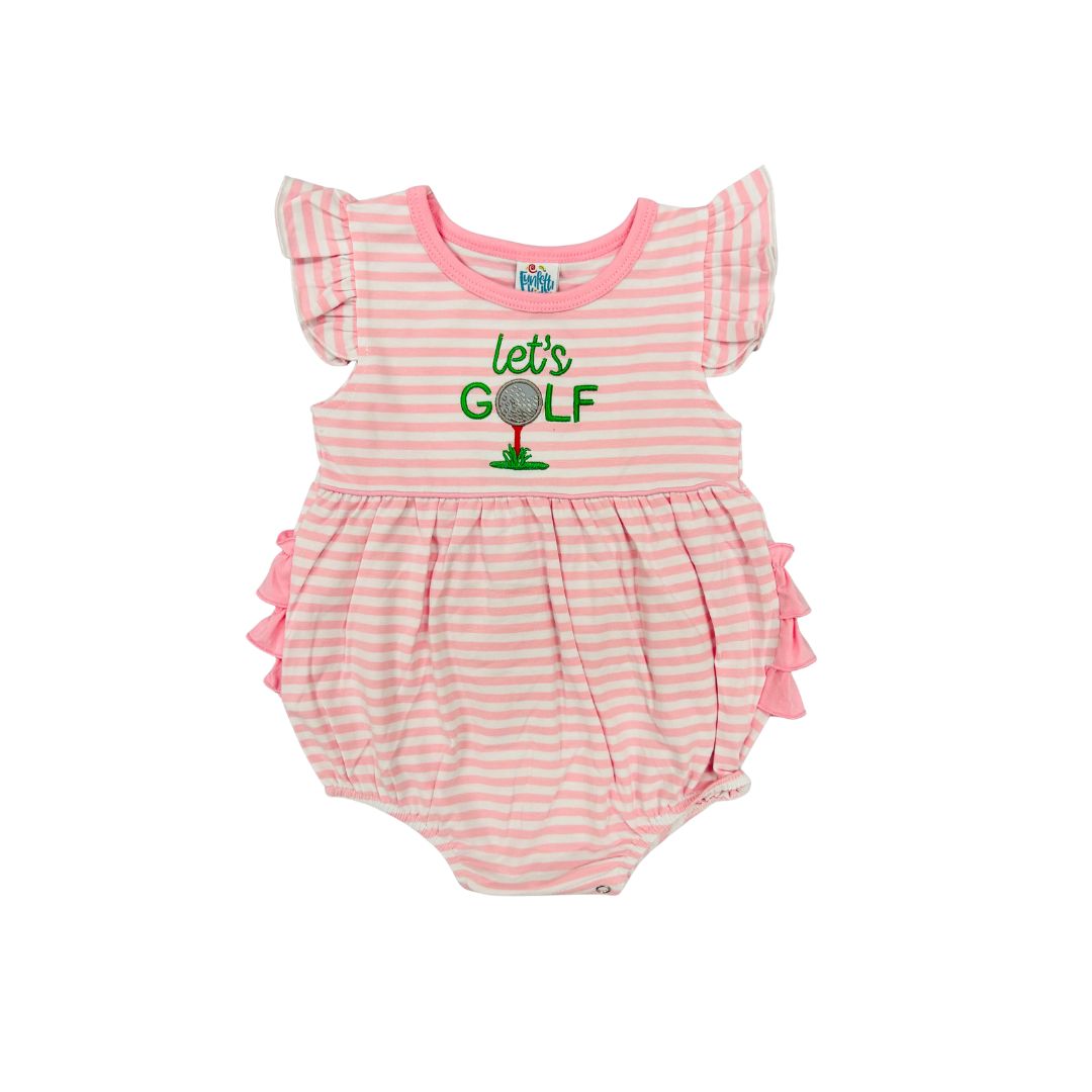 Funfetti Kids Pink Stripe Let's Golf Ruffle Bubble