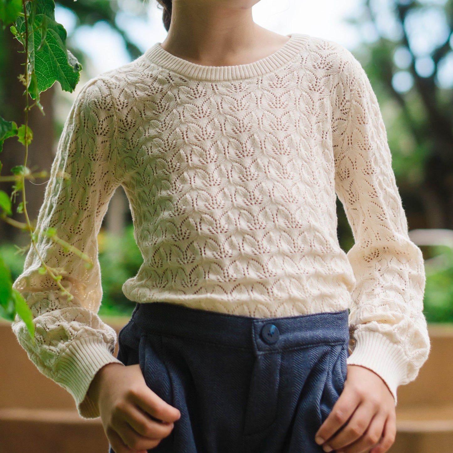 Balloon Sleeve Organic Pointelle Sweater - Baby
