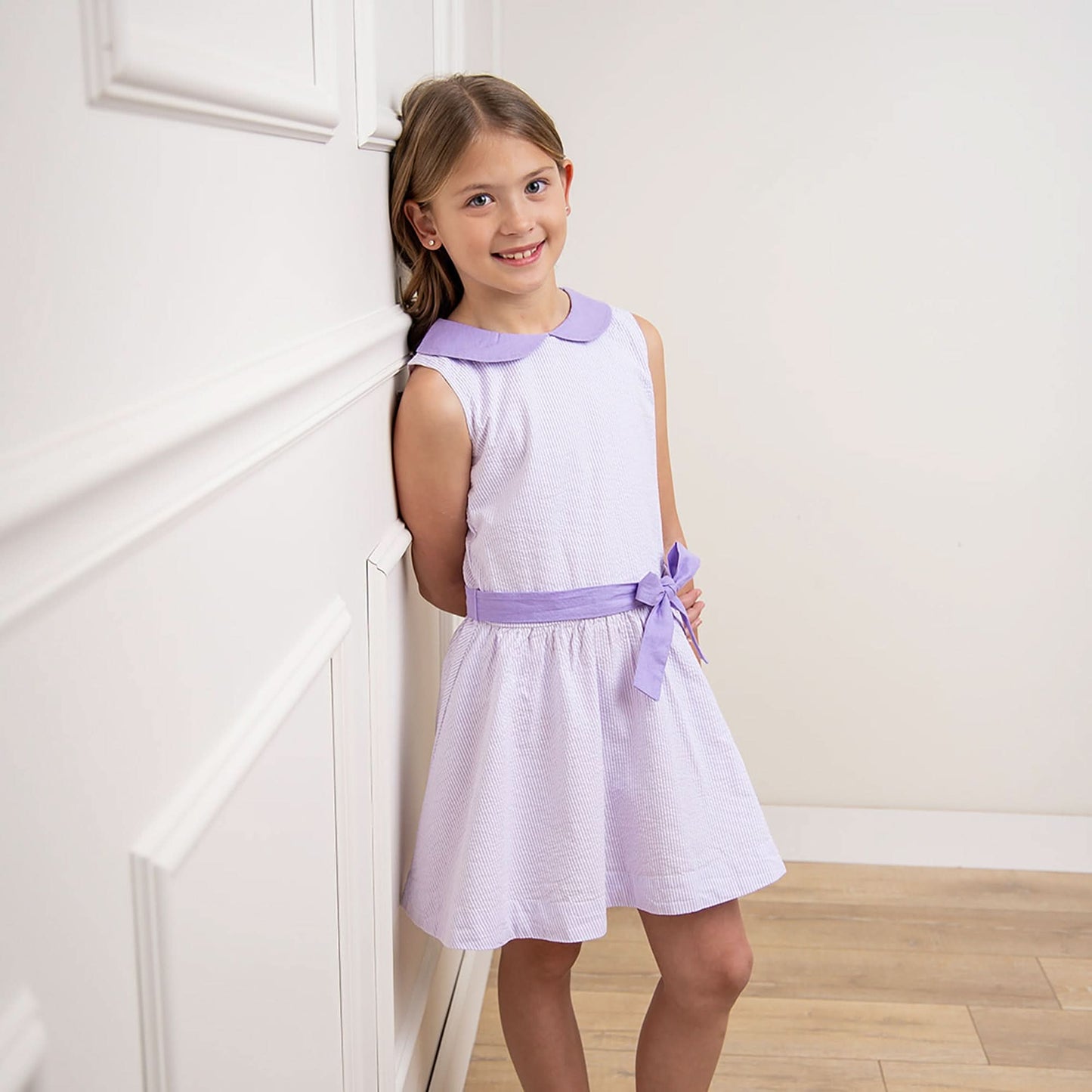 Organic Seersucker Peter Pan Collar Dress