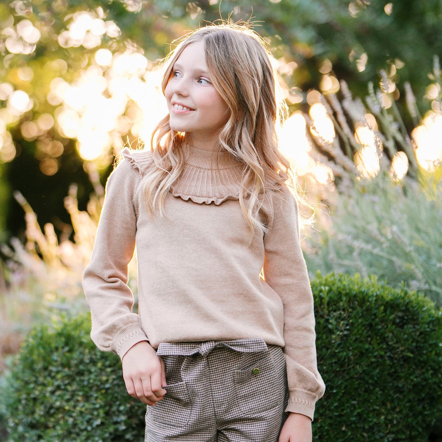 Organic Mock Neck Ruffle Sweater