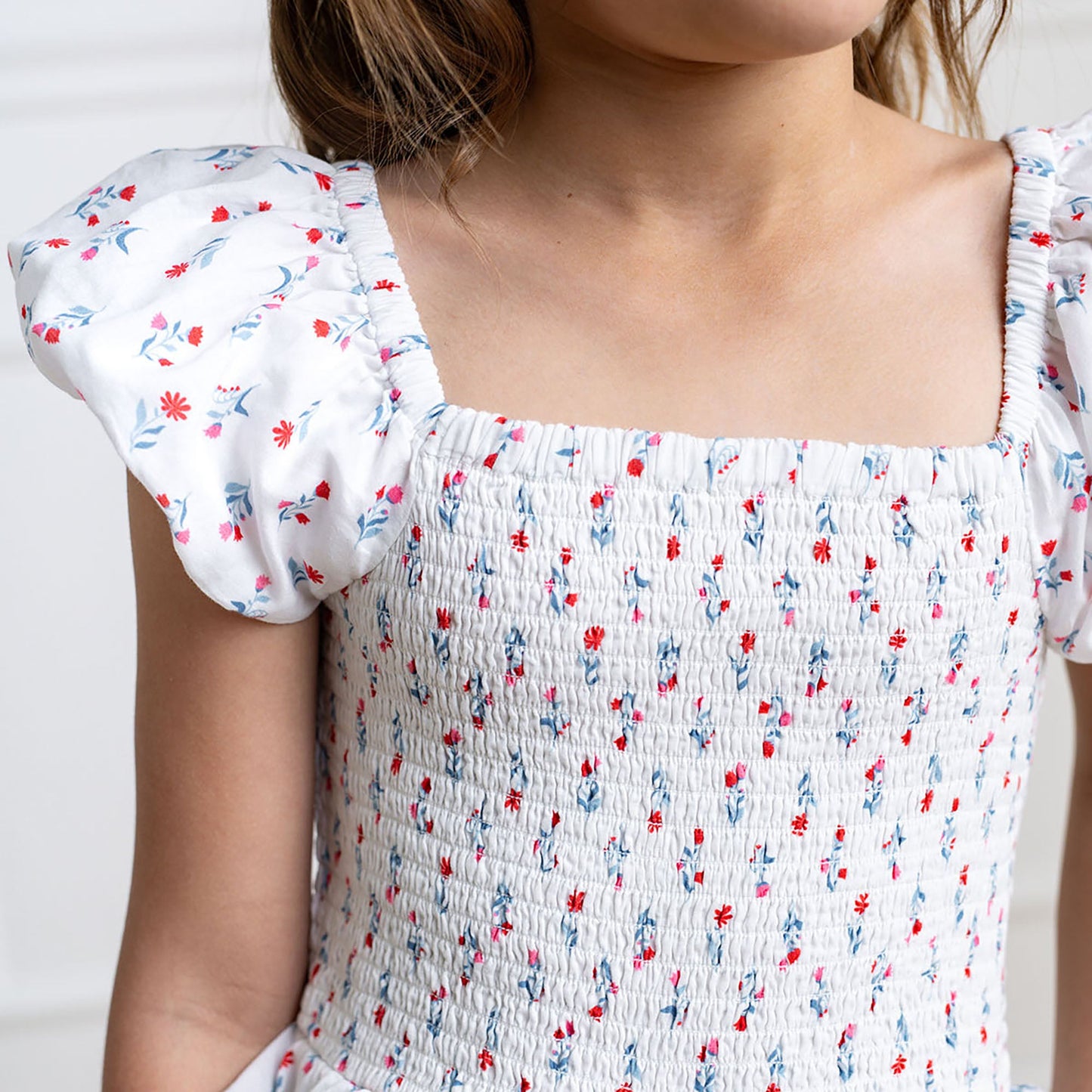 Organic Puff Sleeve Smocked Romper