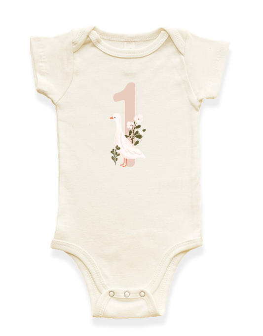 Goose Monthly Milestone Organic Baby Bodysuit