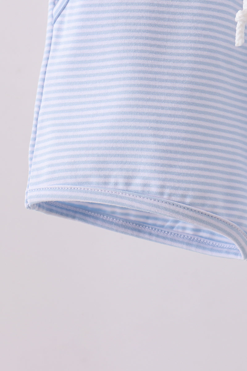 Premium Blue&white stripe drawstring shorts