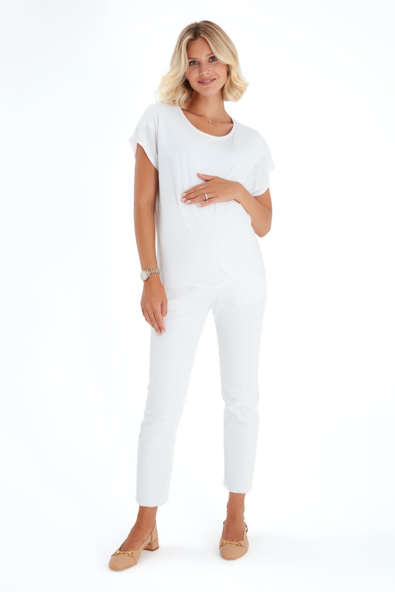 Graceful Non-Denim Foldover Waistband Maternity Pants