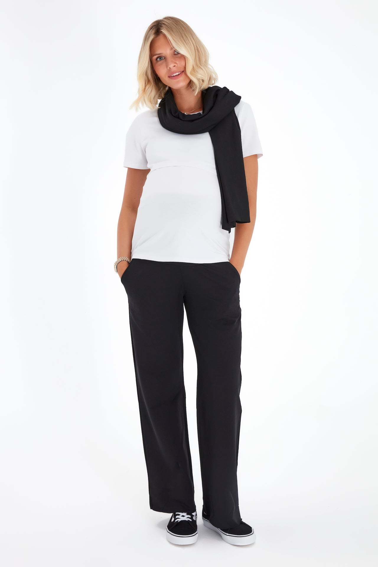 Simply Cool Foldover Waistband Stretch Cotton Maternity Jogger Pants