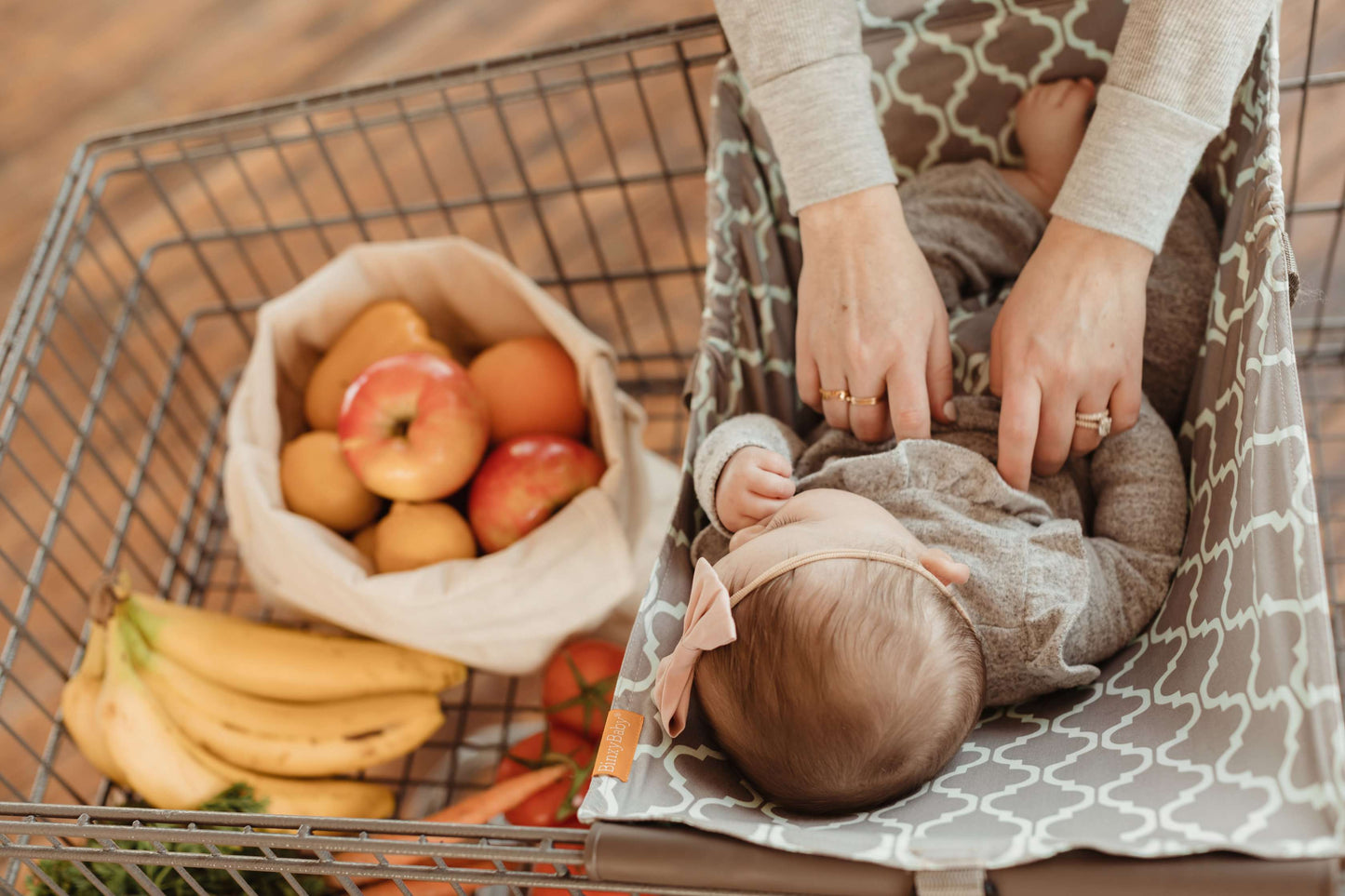 Baby Shopping Cart Hammock | Gray/Aqua
