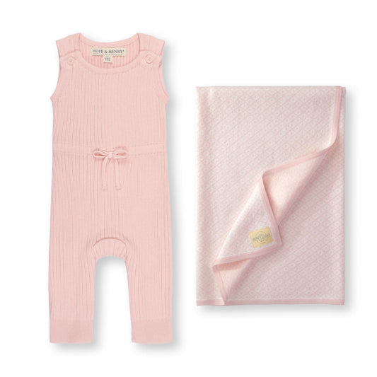 Cinched Waist Romper & Jacquard Blanket Gift Set