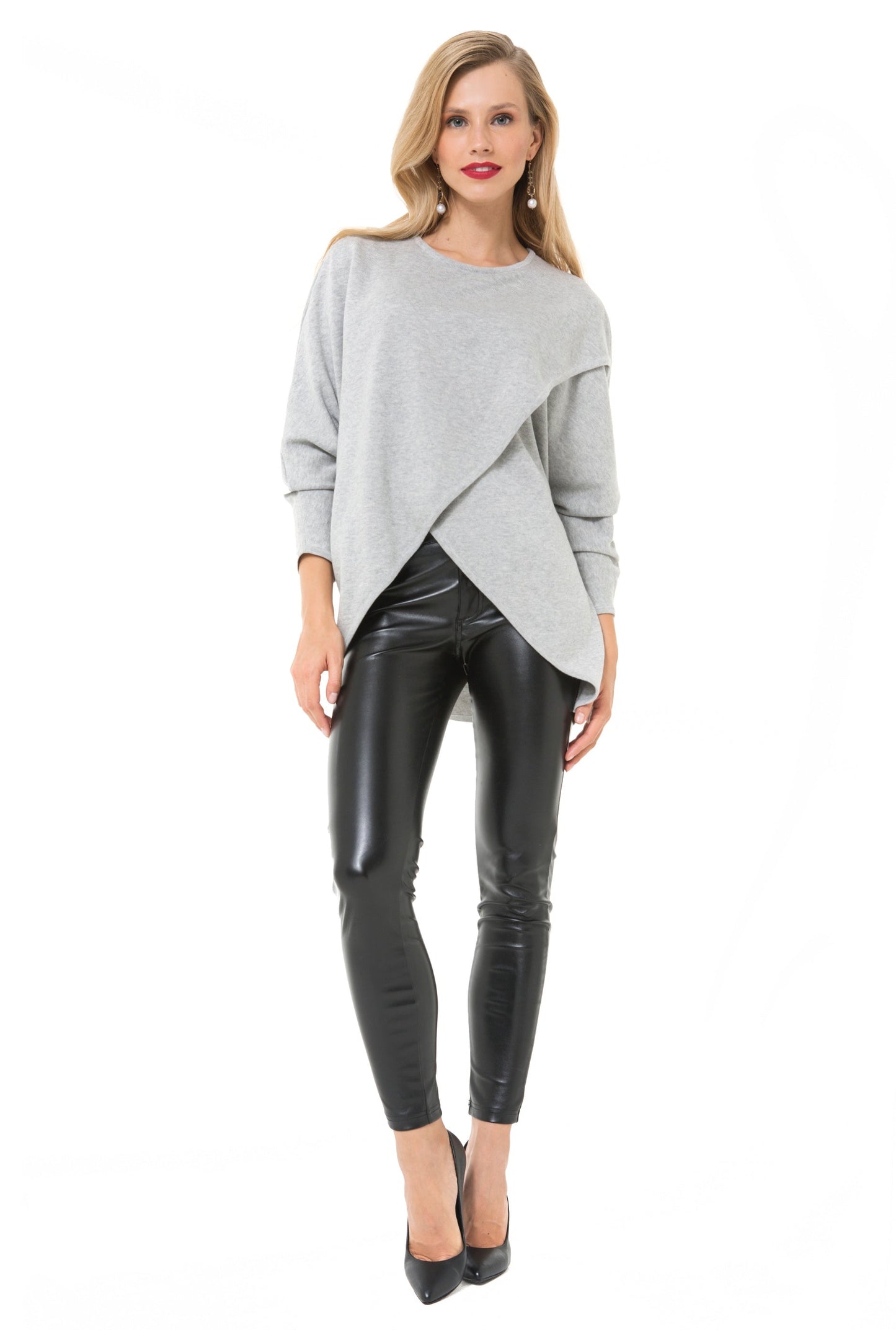 Let Loose Crossover Long Sleeve Maternity/Nursing Knit Top