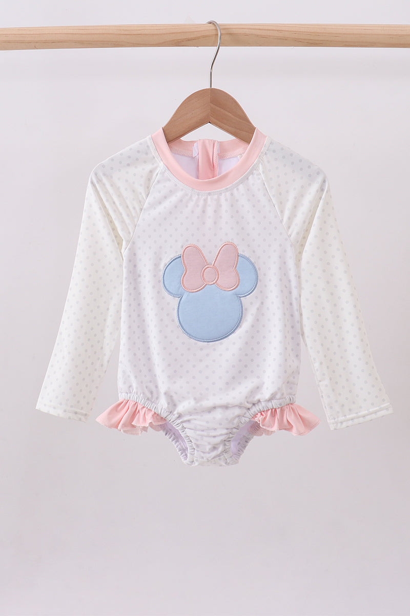 Character applique  ruffle rashguard