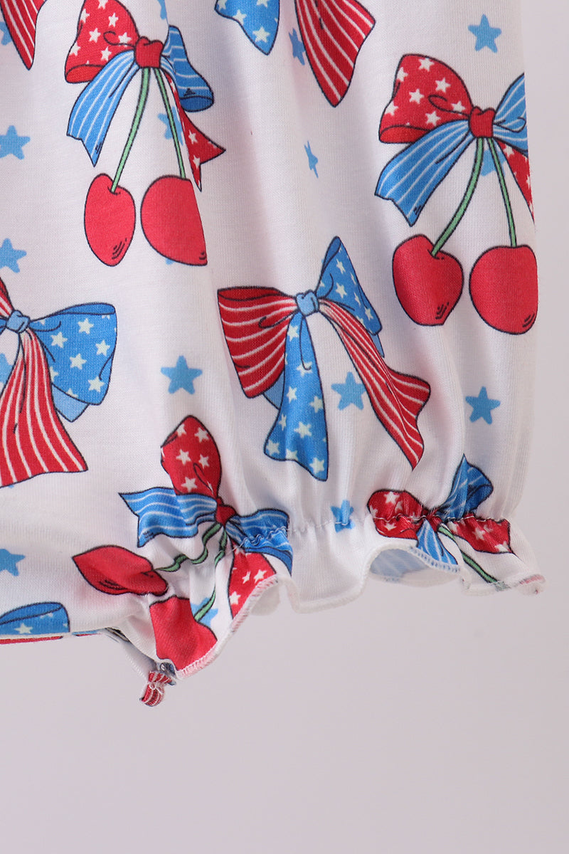 Red cherry bow ruffle bubble