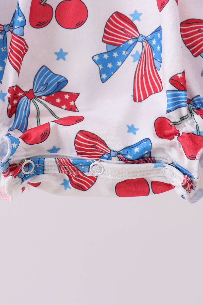 Red cherry bow ruffle bubble
