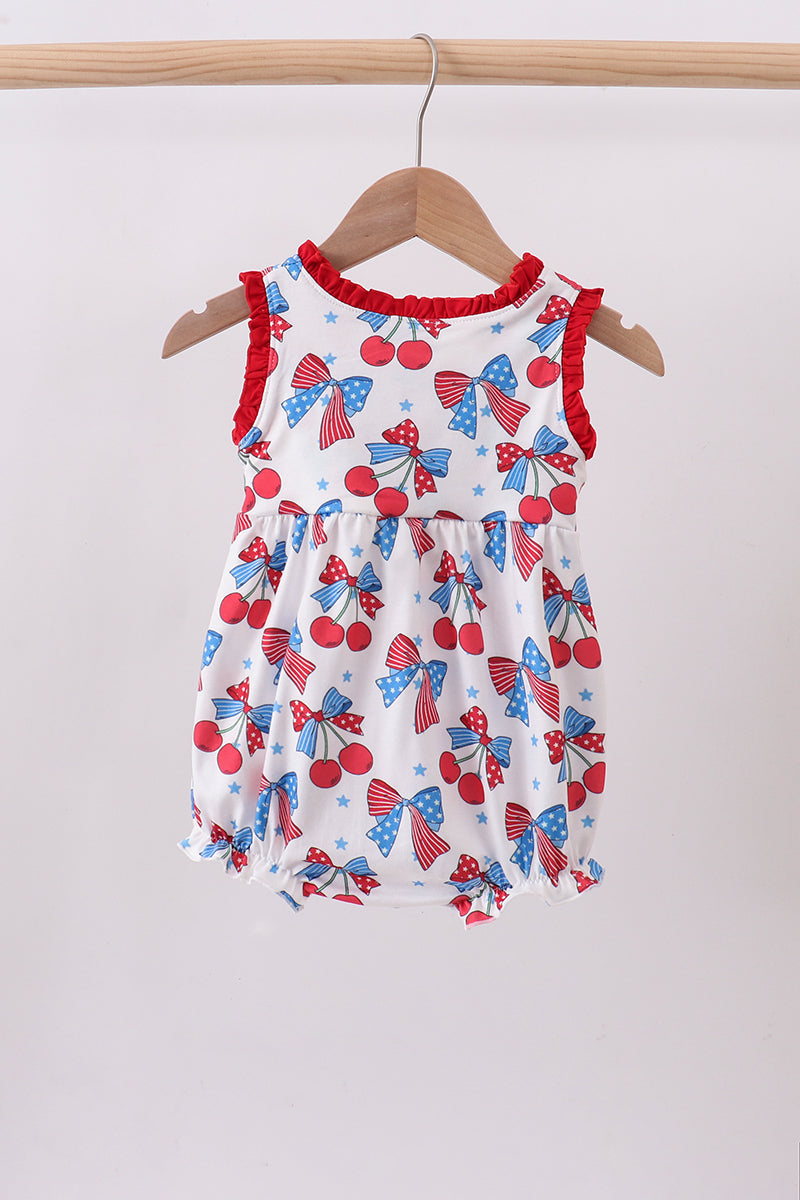 Red cherry bow ruffle bubble