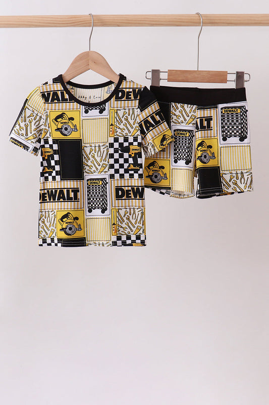 Black Yellow Tool Bamboo Pajama Set
