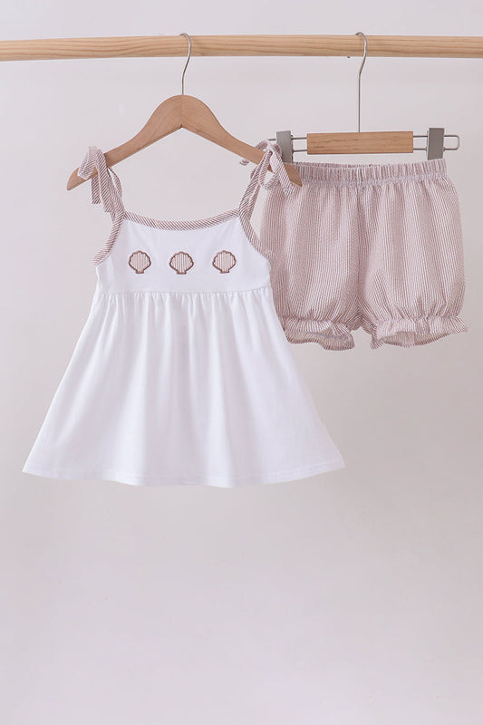 Ivory shell embroidery bloomer set