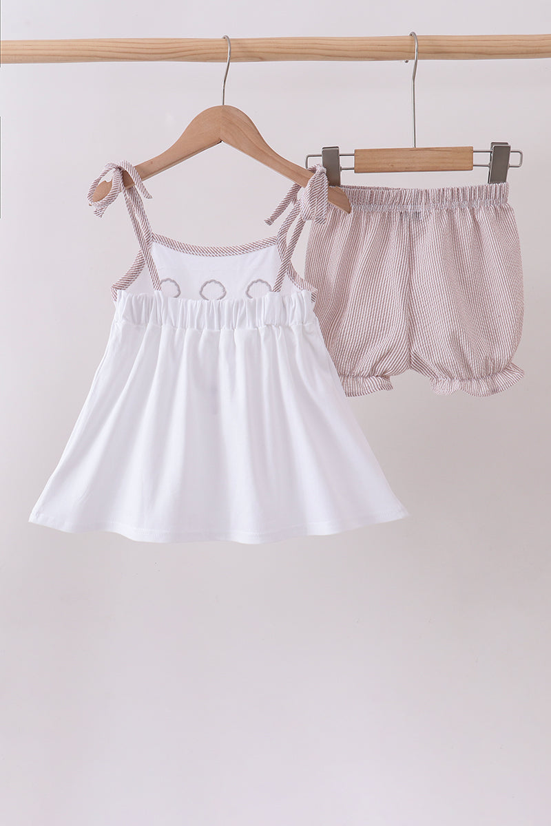 Ivory shell embroidery bloomer set
