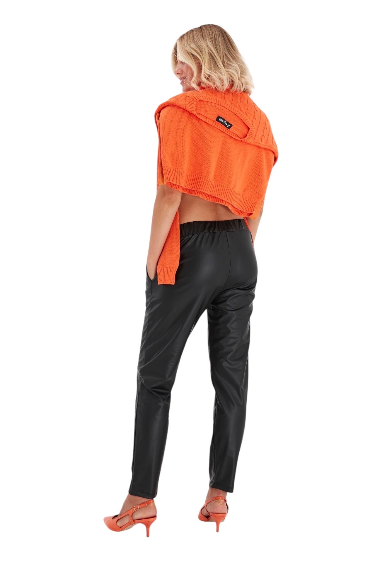 Comfy Cool Foldover Waistband Faux Leather Maternity Jogger Pants