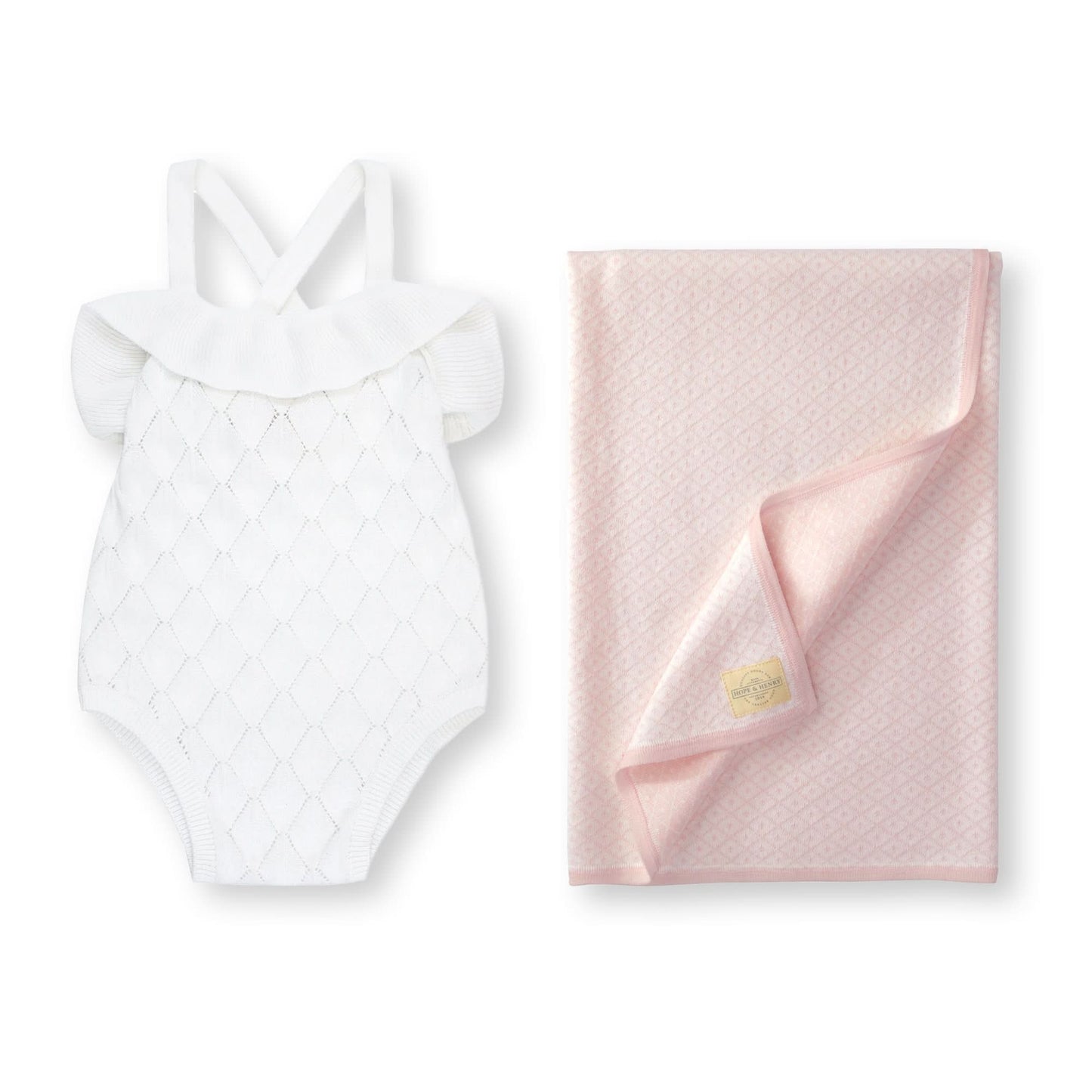 Ruffle Sweater Romper & Jacquard Blanket Gift Set