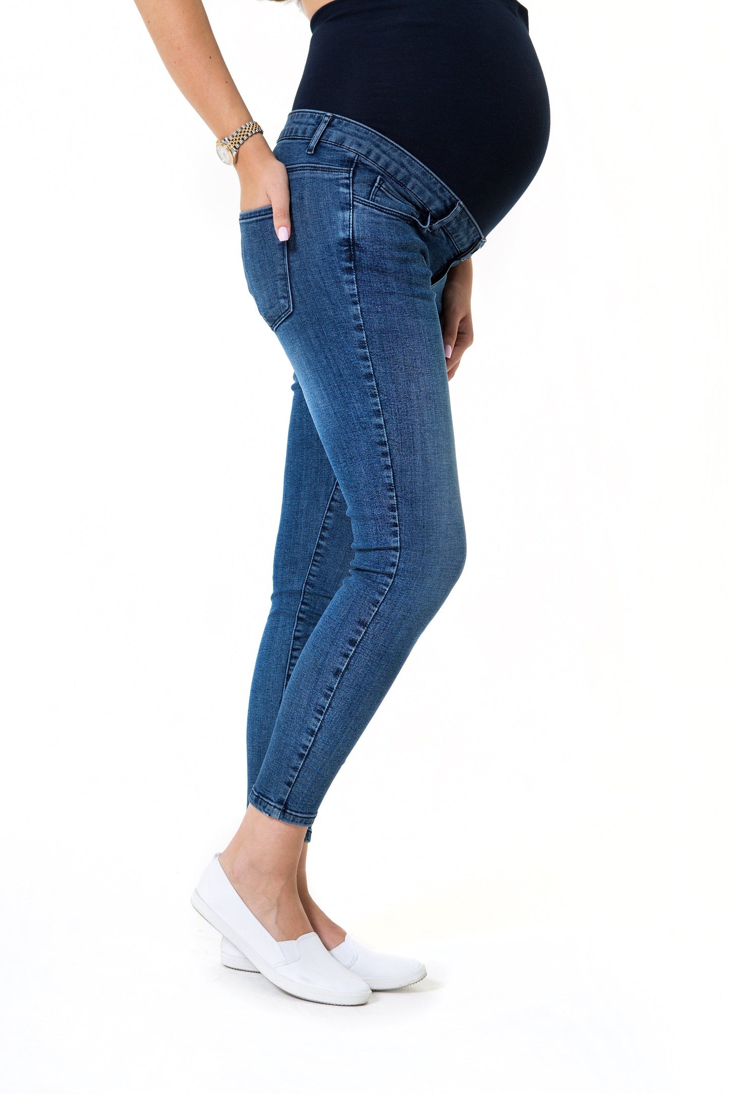 Skinny Foldover Waistband Maternity Jeans