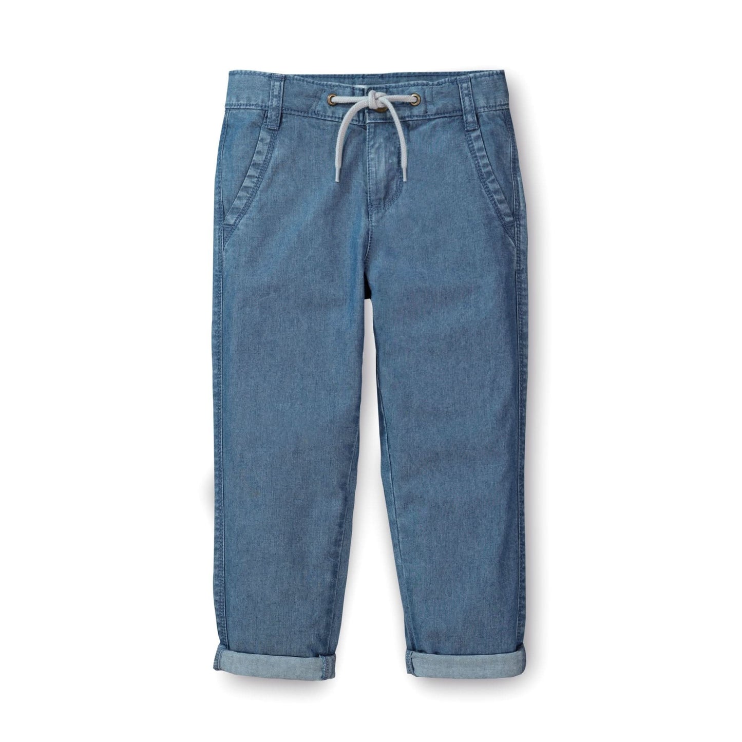 Chambray Rolled Cuff Pant With Drawstring - Baby