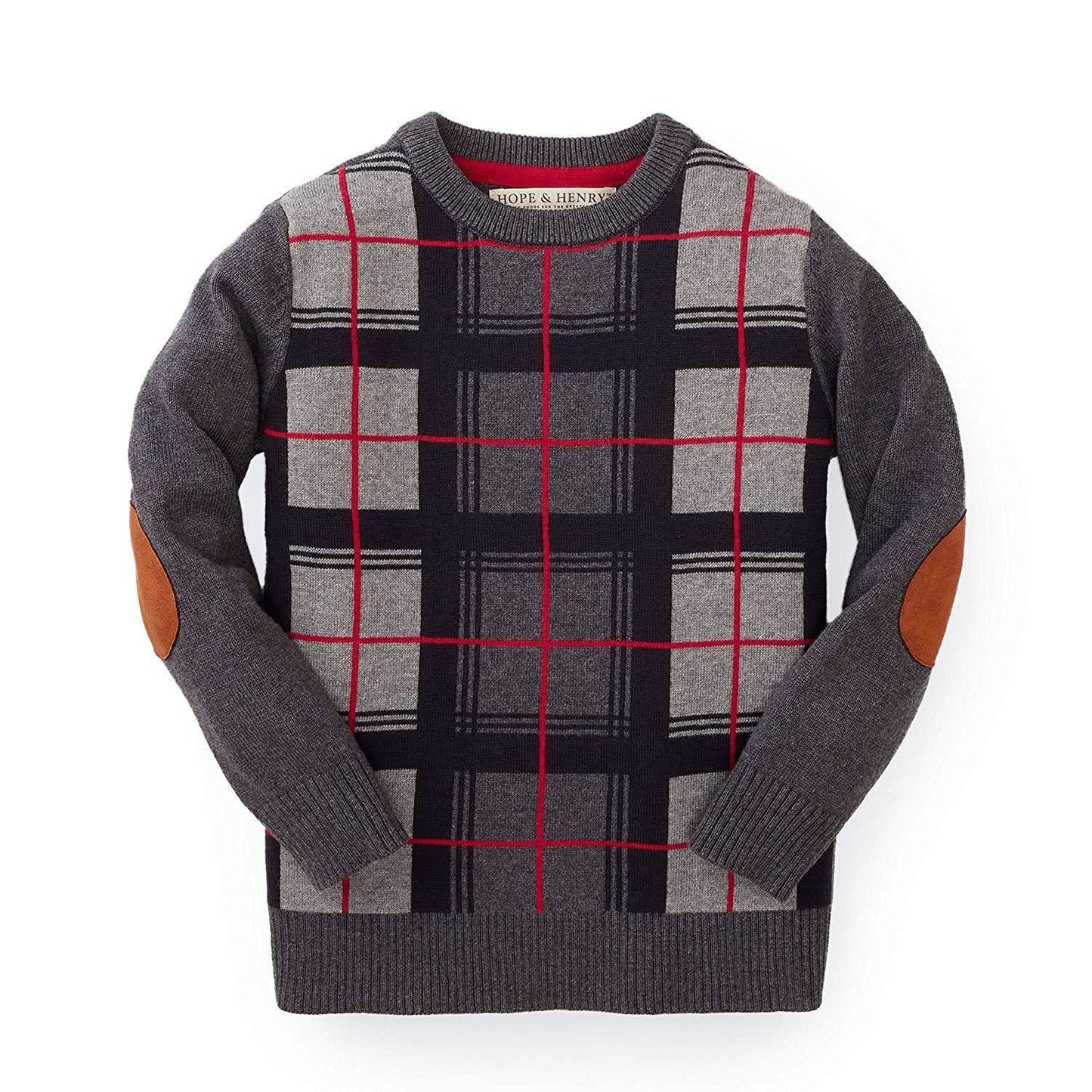 Crewneck Pullover Sweater with Elbow Patches