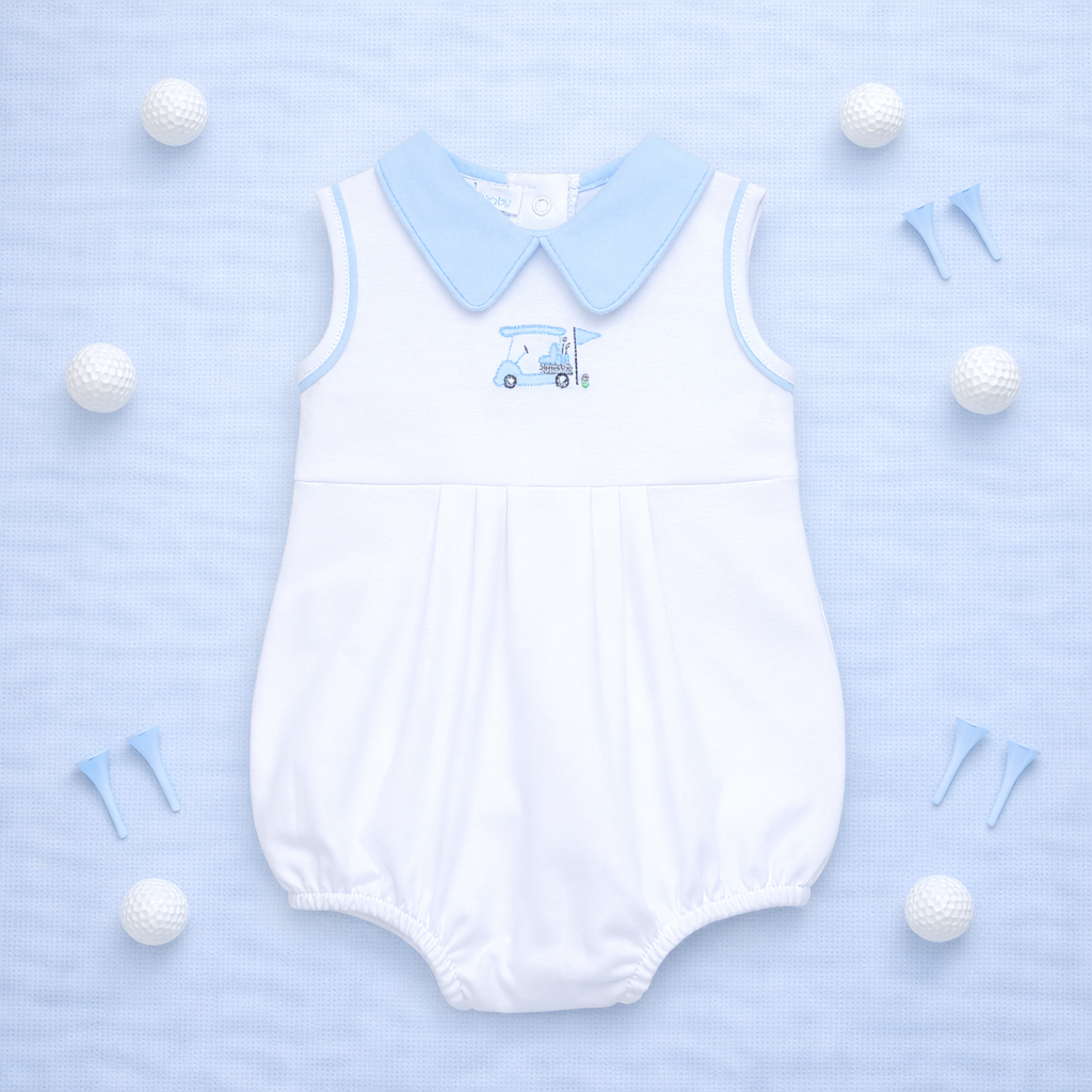 Little Golfer Collared Bubble - Light Blue