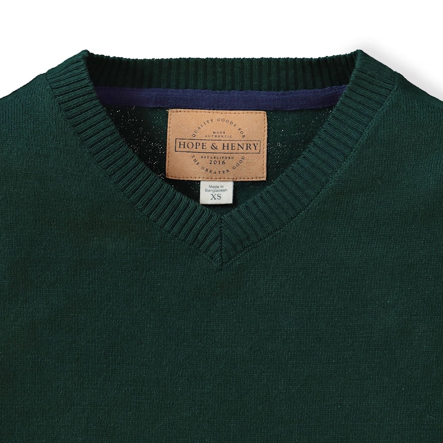Fine Gauge V-Neck Organic Sweater with Elbow Patches - Baby