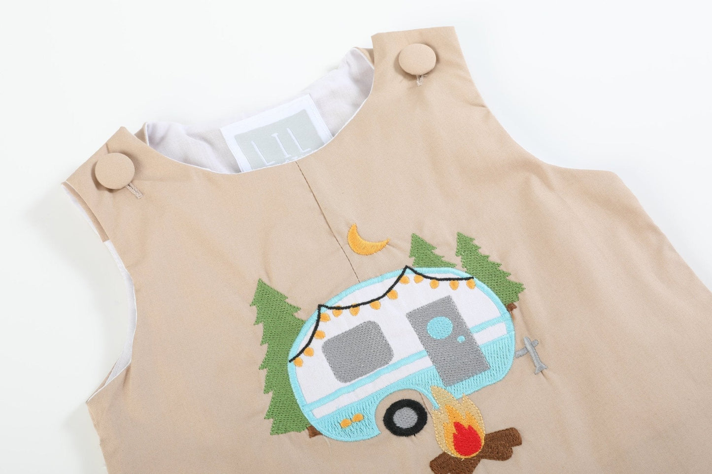 Light Brown Camping Applique Shortall
