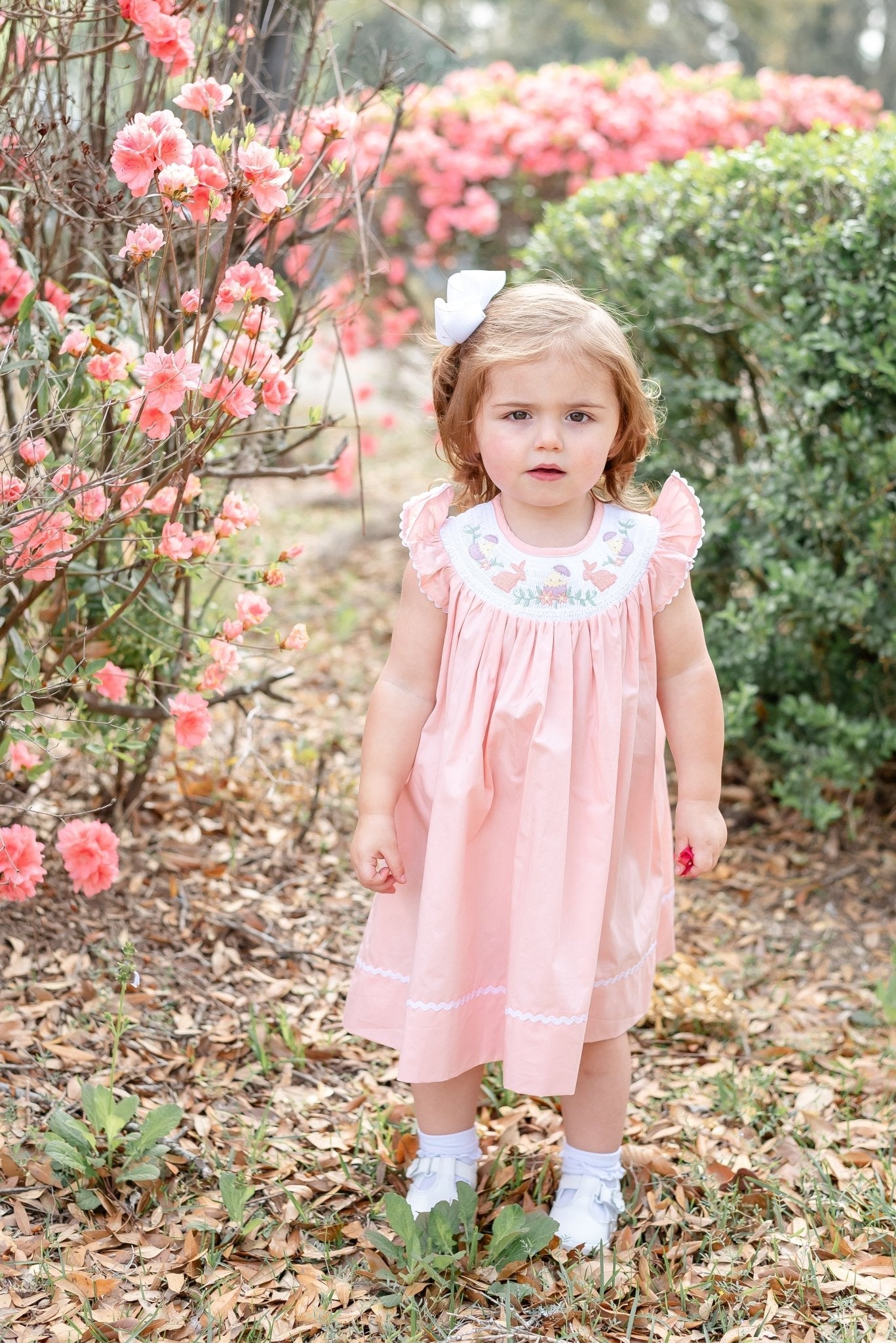 Light Pink Easter Smocked Bishop Dress