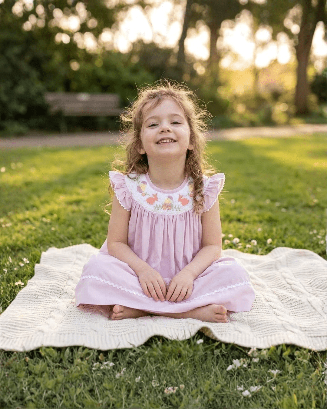 Light Purple Easter Smocked Bishop Dress