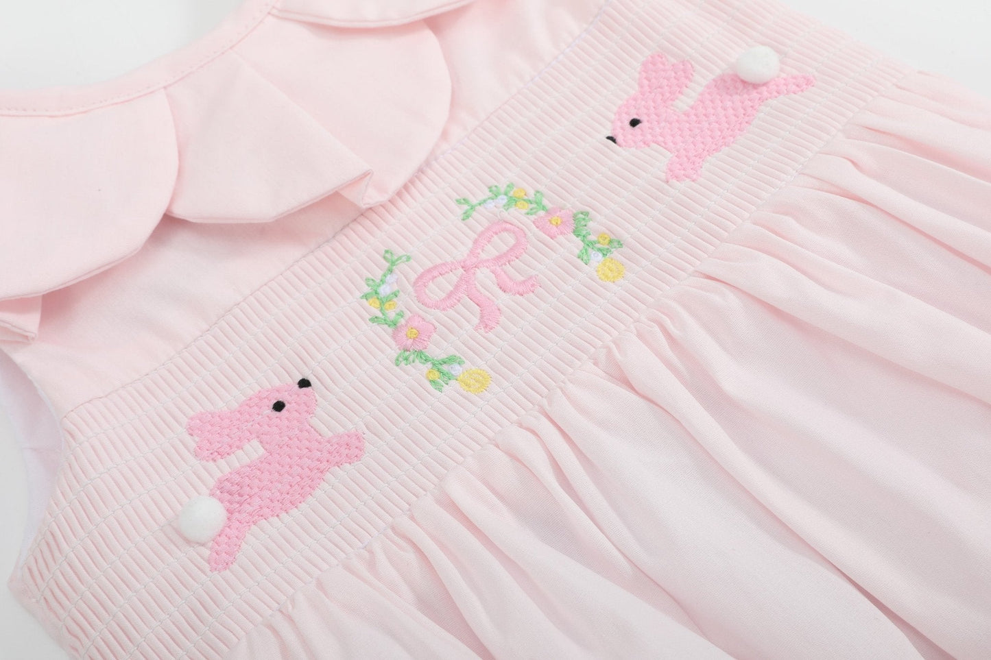 Pink Petal Collared Smocked Bubble Romper