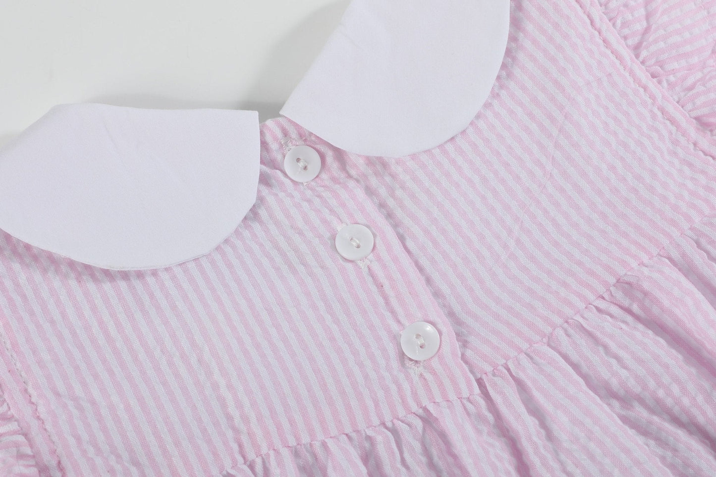 Pink Seersucker Easter Bunny Ruffle Dress