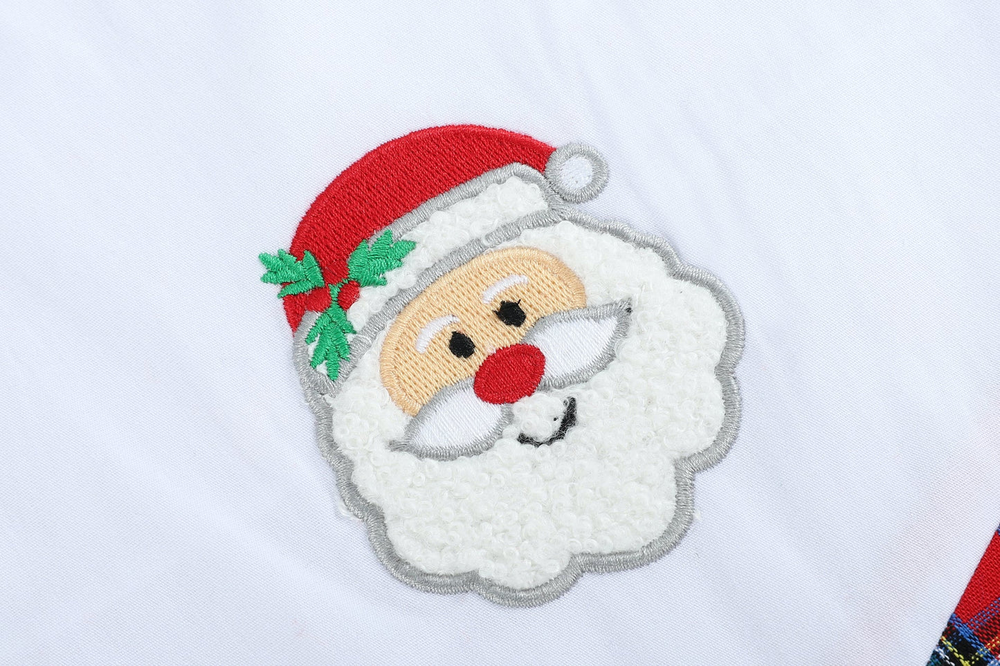 Red Christmas Plaid Santa Yoke Overalls
