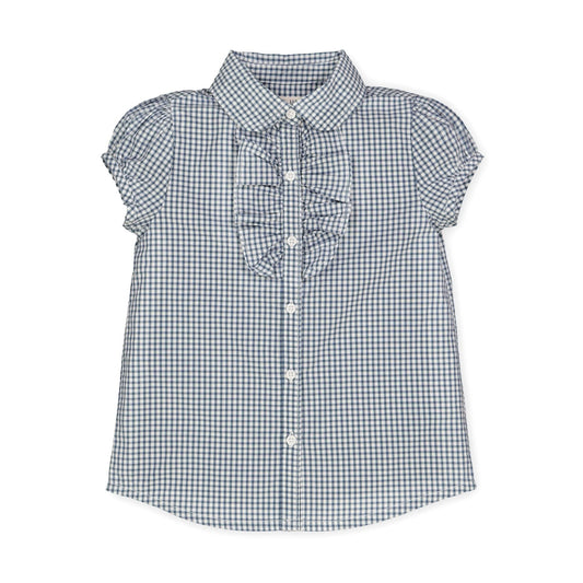 Ruffle Front Shirt with Puff Sleeves