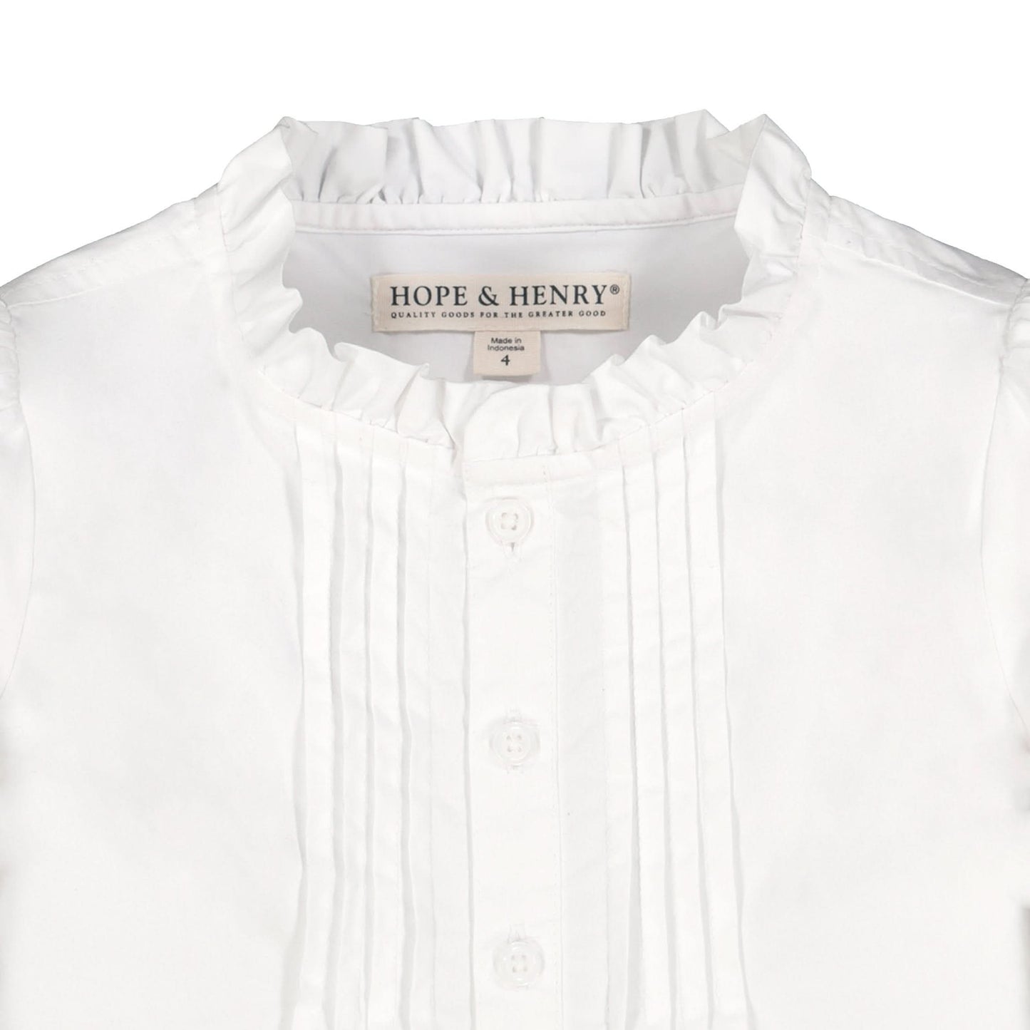 Ruffle Neck Organic Blouse with Pintucks - Baby