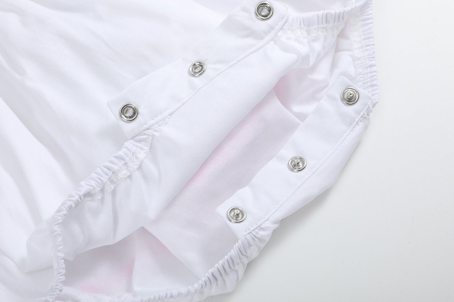 White and Pink Bows Smocked Ruffle Romper