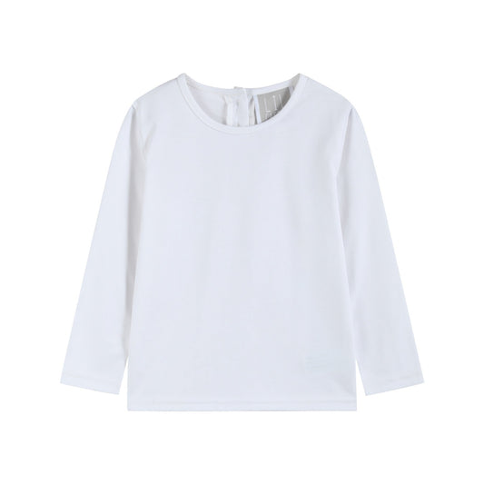 White Cotton Layering Girls Shirt